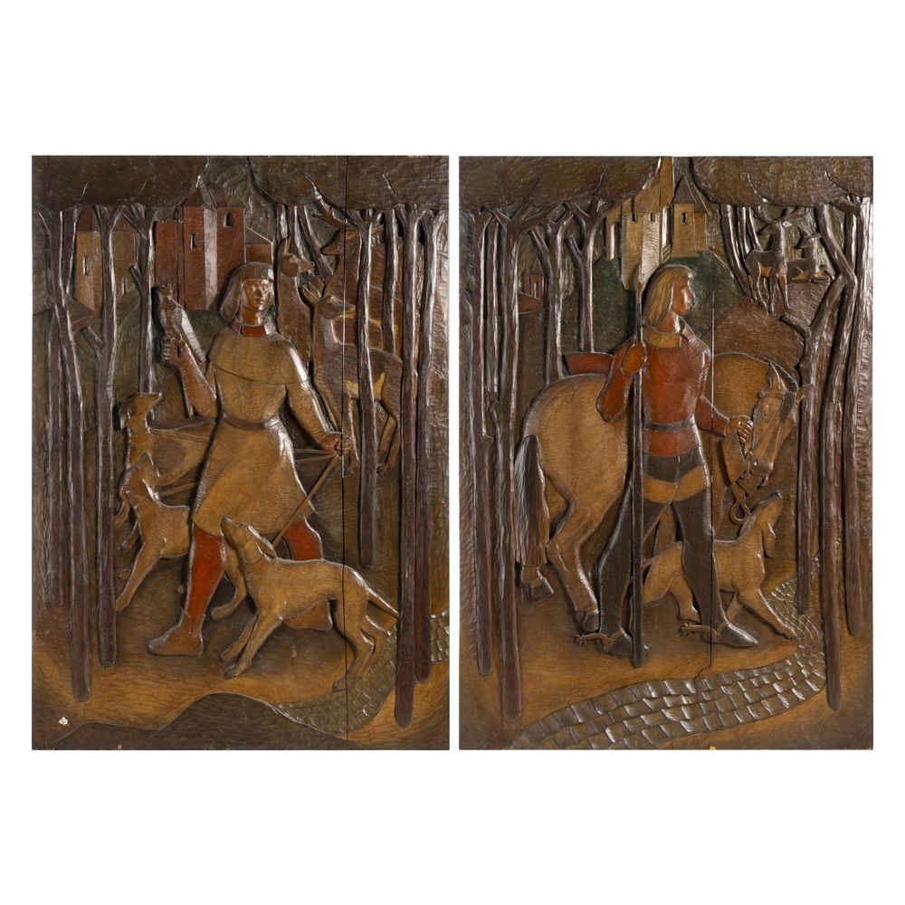 Par de painéis de parede - Século XIX