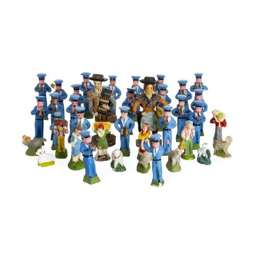 Figuras tradicionais músicos e ovelhas