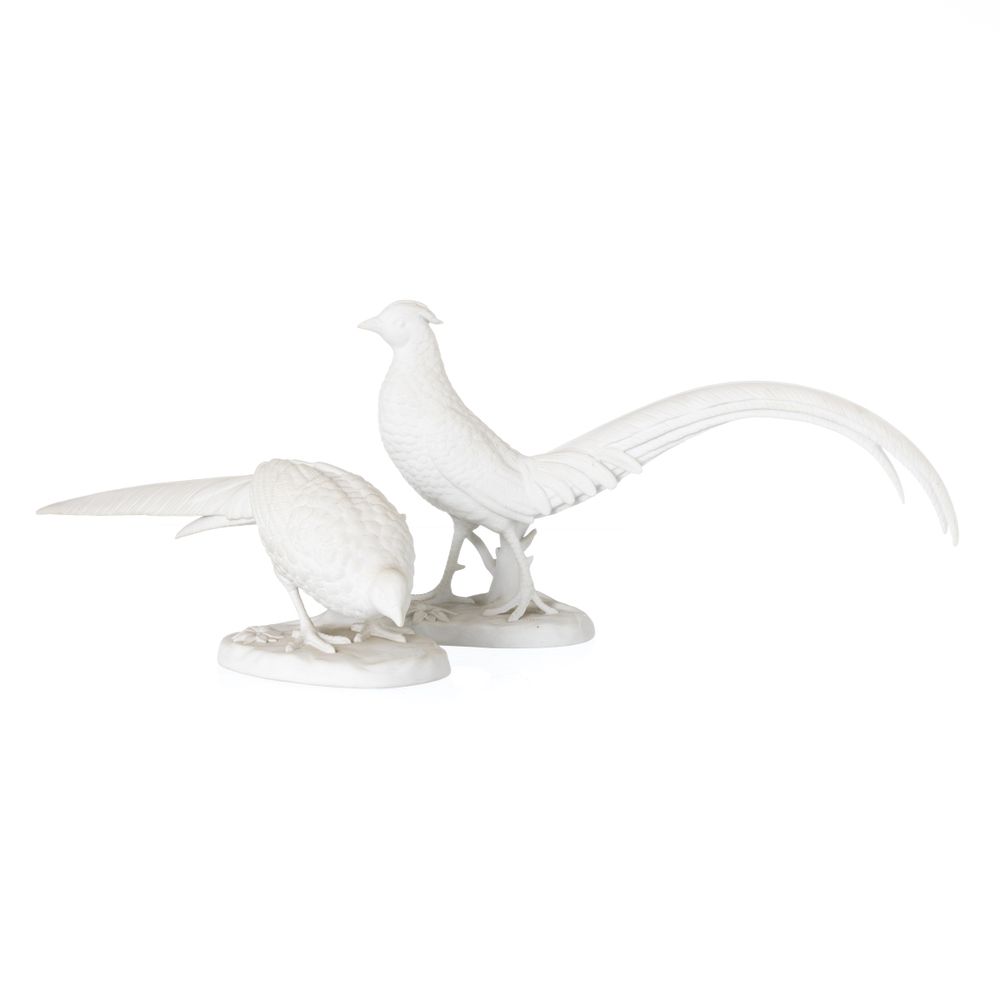 Par de esculturas casal de faisões italianos - Vista Alegr