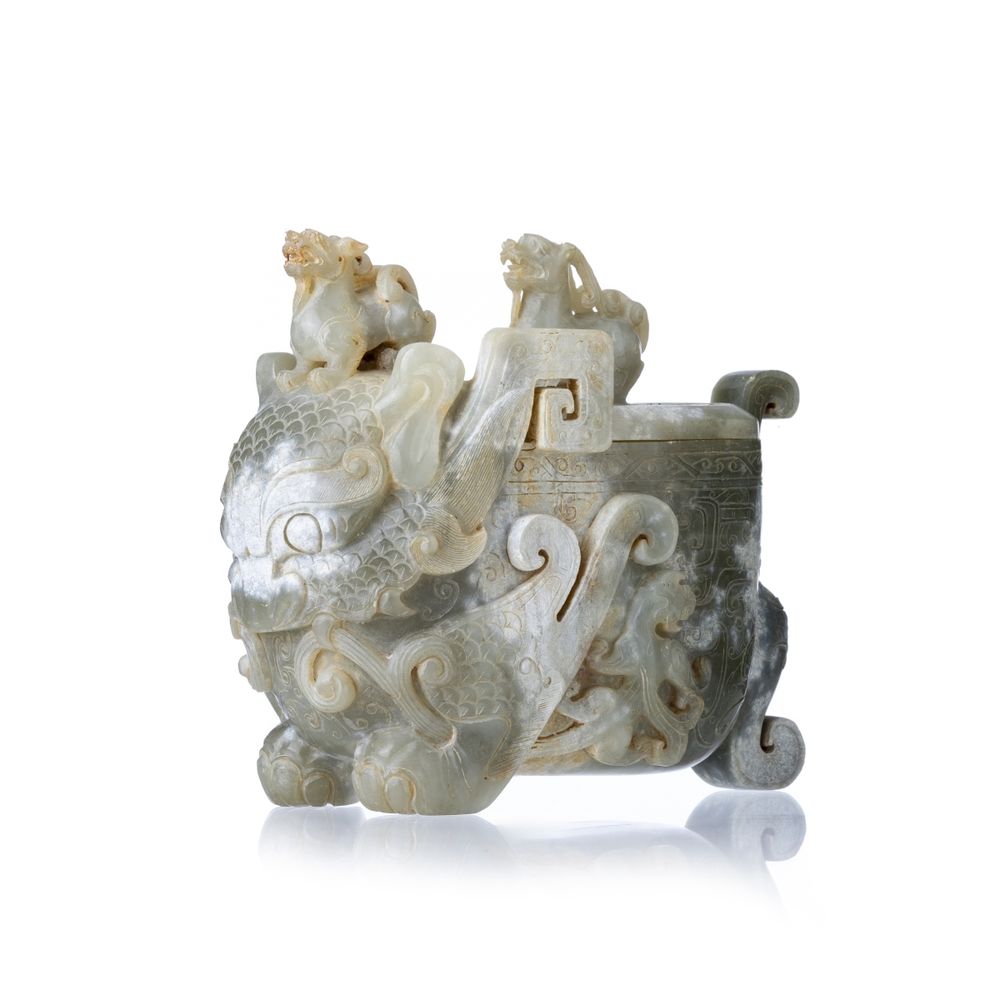 Escultura Oriental - Caixa com tampa 'Qilins'