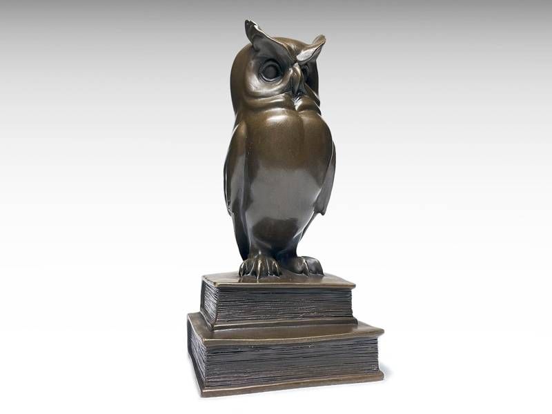 Escultura de bronze - Coruja; estilo vintage; símbolo de sabedoria