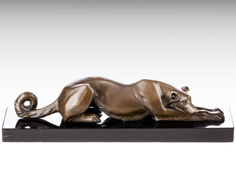 Escultura de bronze - Galgo deitado