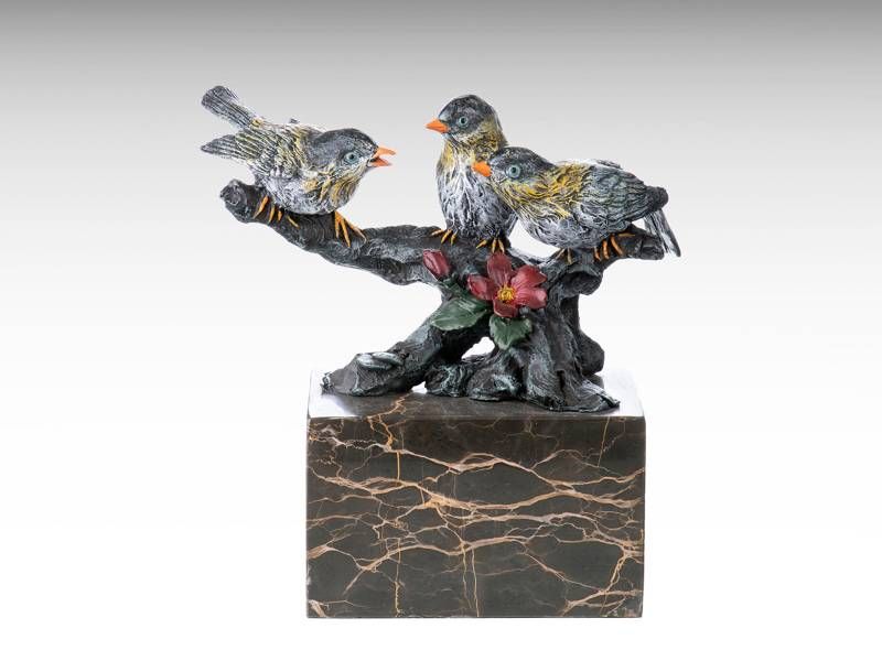 Escultura de bronze - Pássaros de um galho