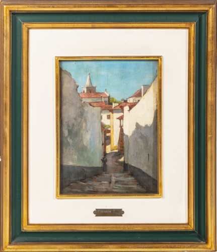 Eduarda Lapa - Rua estreita em Óbidos - 1925 assinada