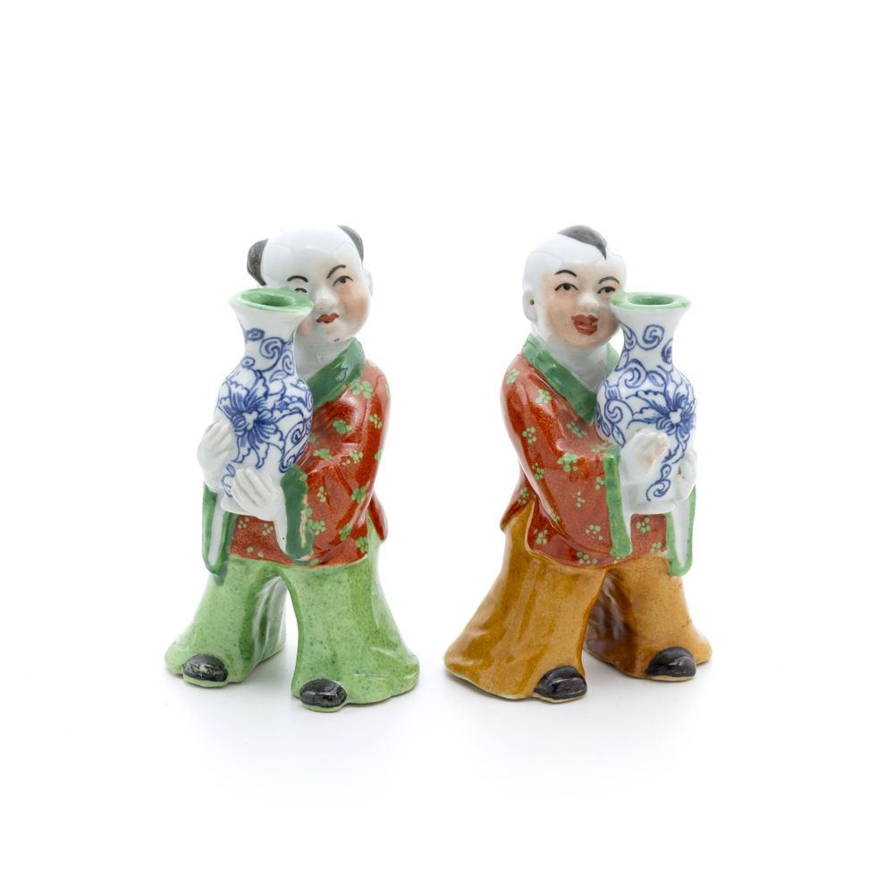Porcelana oriental - Par de Laughing Boys - Guangxu