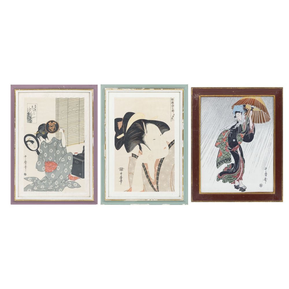 Utamaro Kitagawa - Três xilogravuras japonesas
