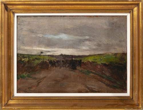 Ezequiel Pereira - Paisagem com pastor e rebanho - 1896 assi