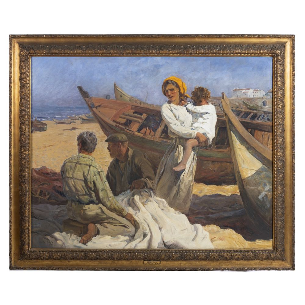 João Reis - Consertando a vela - 1939 assinada