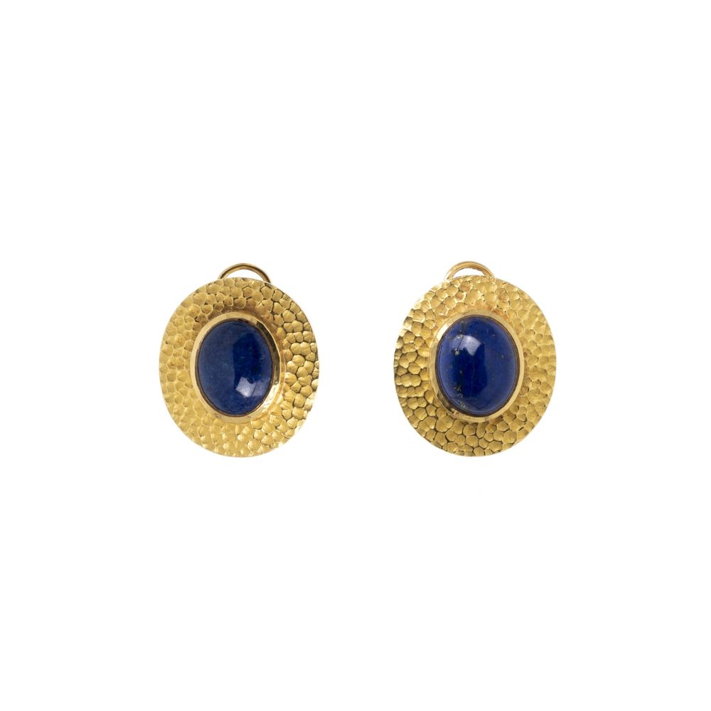 Joais - Par de brincos em ouro 19.2K e lapíz-lazuli