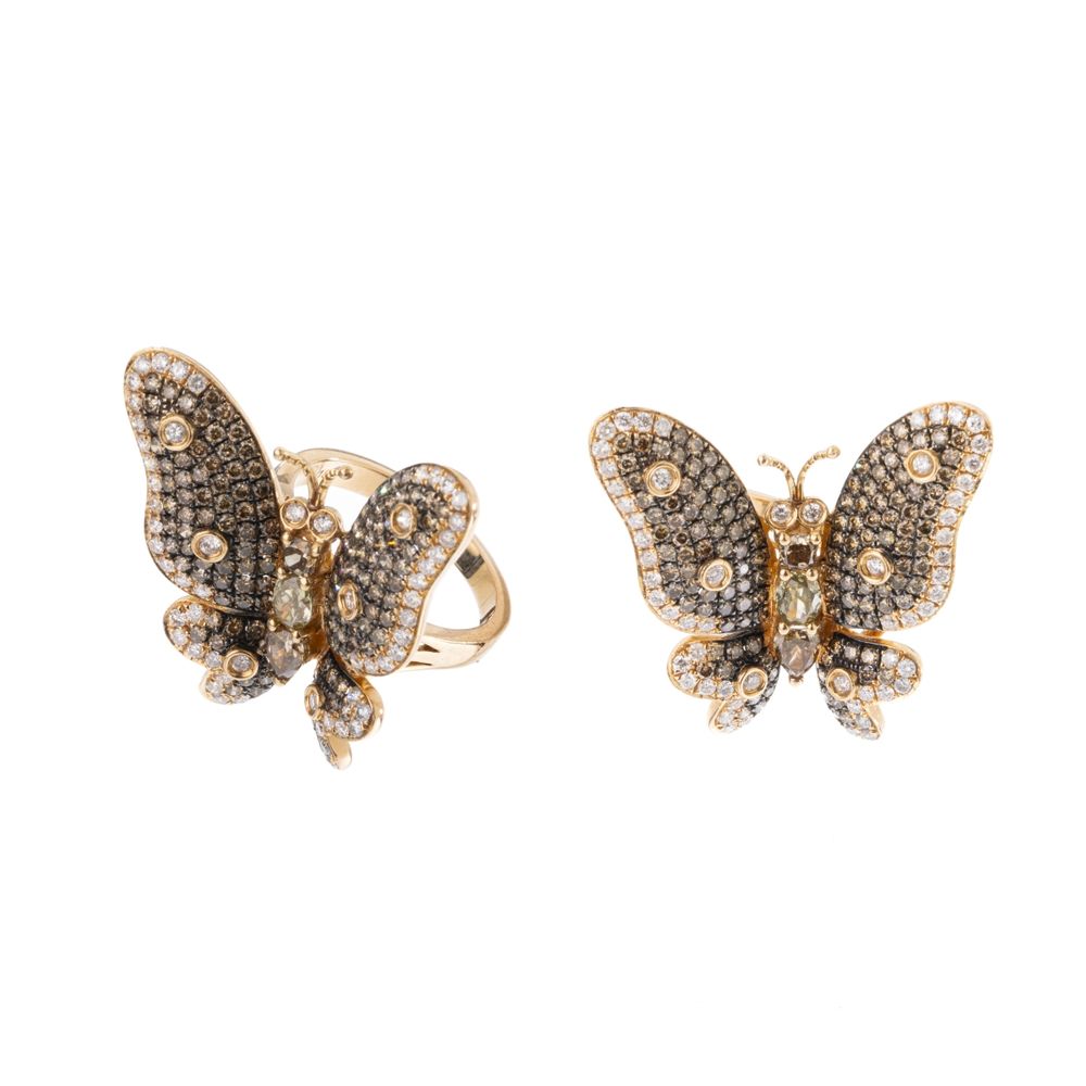 Anel borboleta em ouro 18K e diamantes