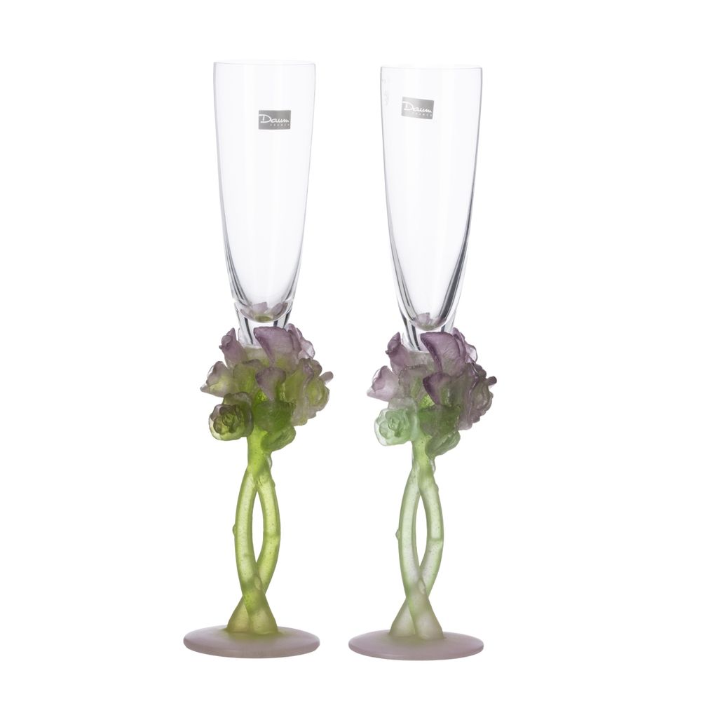 Vidro e Cristal - Dois flutes Daum Roses