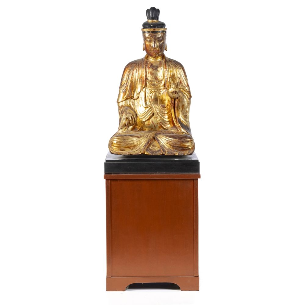 Arte asiática - Buda sentado Kuan Yin / Guanyin - Século XIX (173 cm)