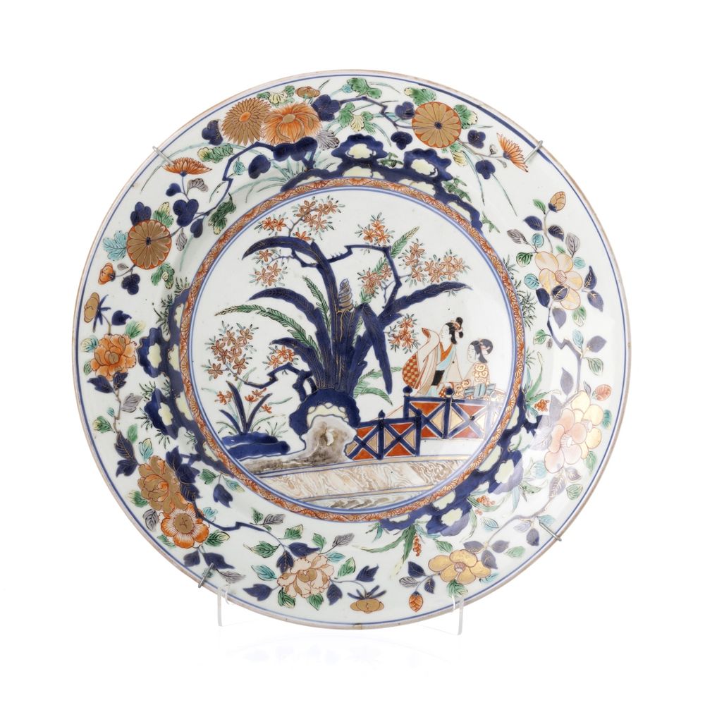 Porcelana japonesa - Grande prato Imari - Século XVII (47 cm)