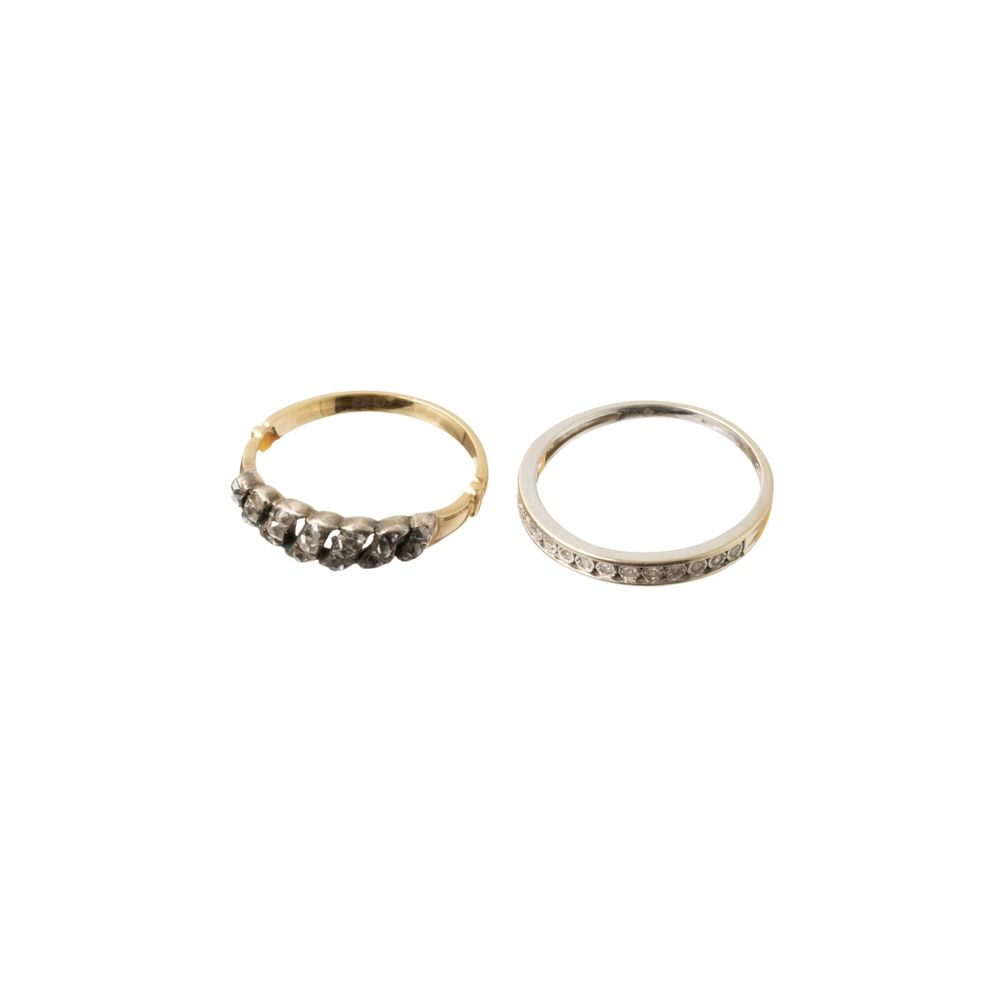 Três aneis em ouro 18K e diamantes - Século XIX