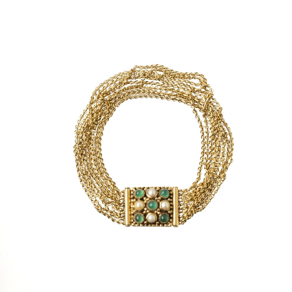 Pulseira em ouro 19.2K com fecho cravejado