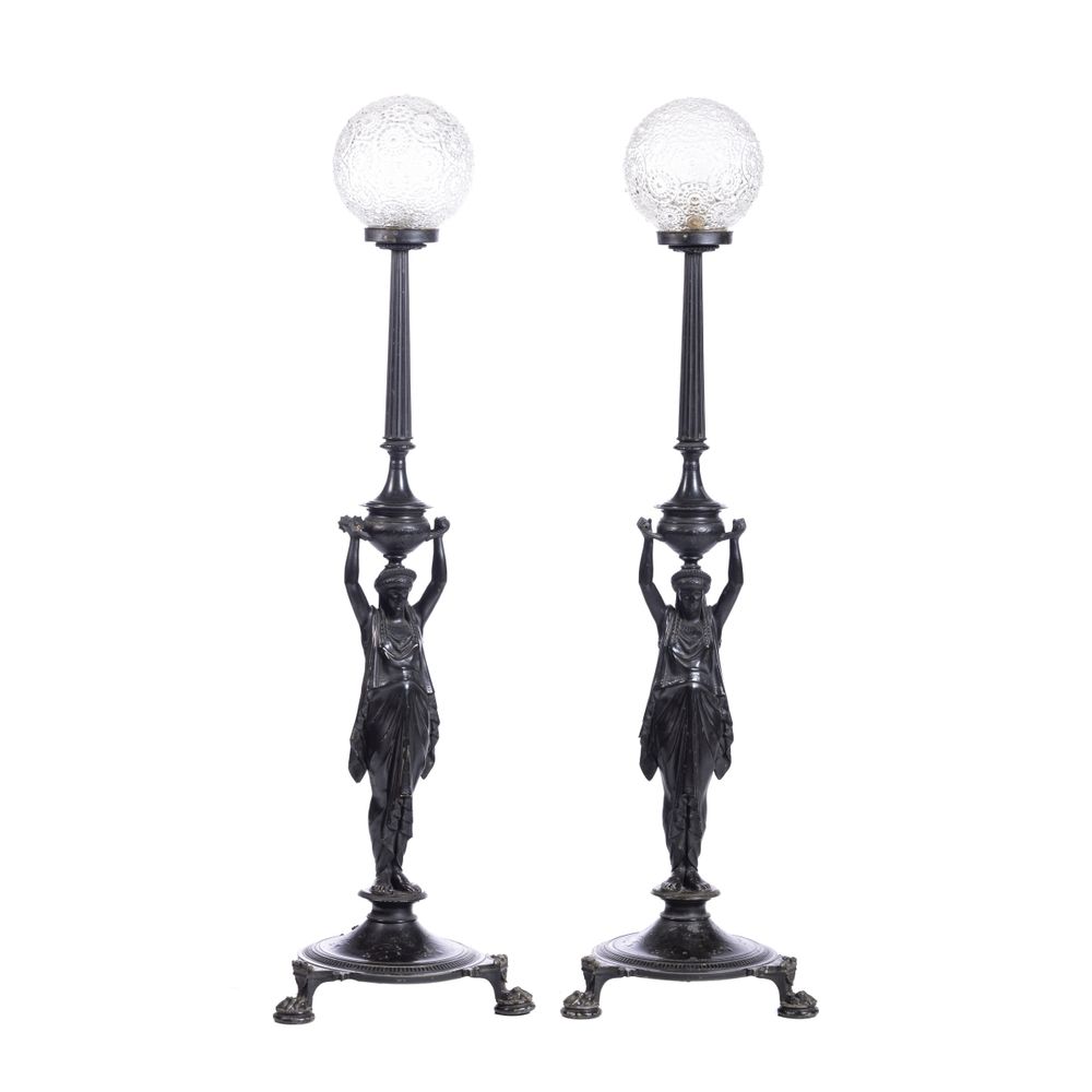 Iluminação - Par de candeeiros de pé - Século XIX - 165 cm
