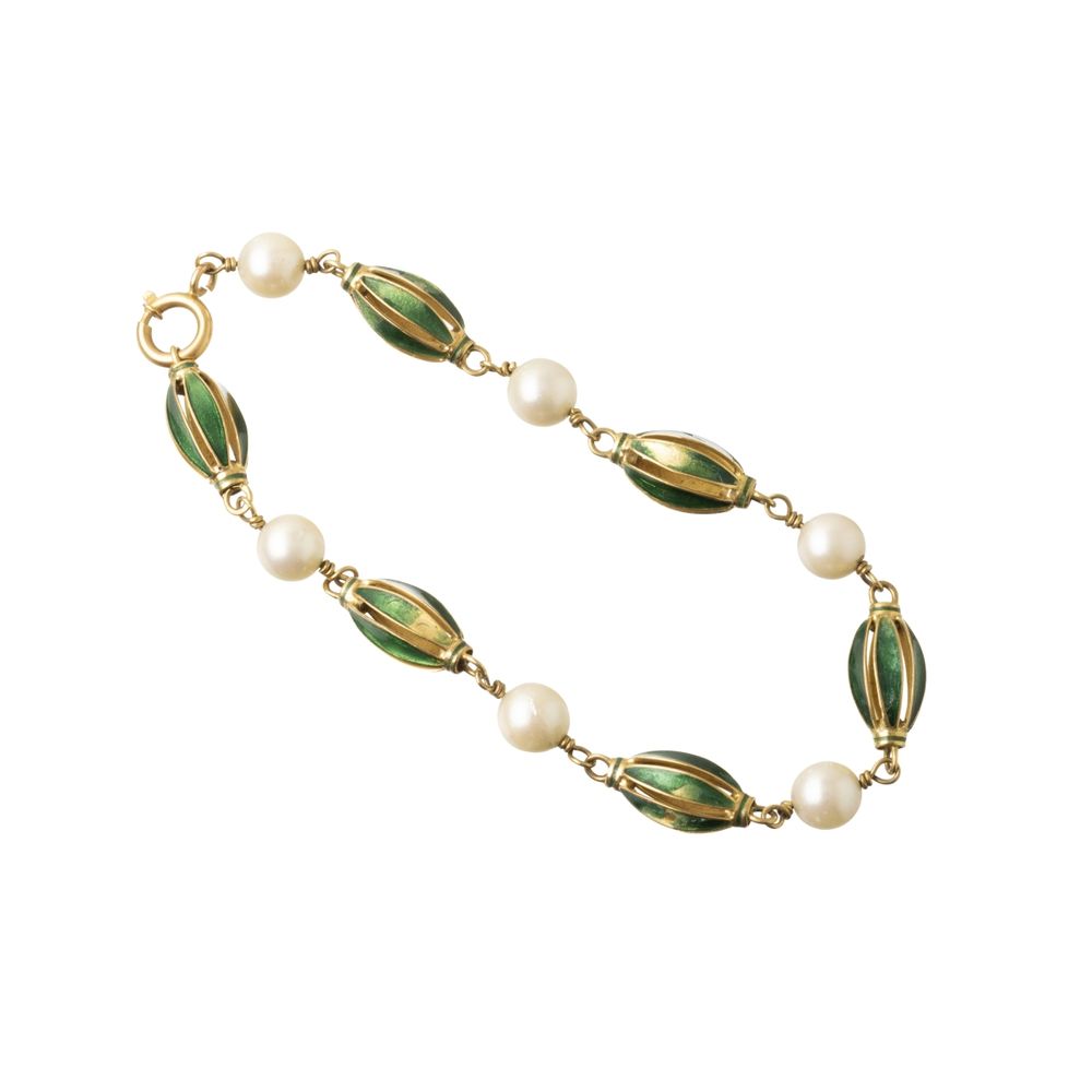 Pulseira de ouro com pérolas 19.2K